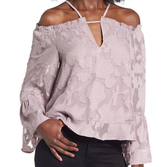 Leith Tops - Leith Off the Shoulder Appliqué Blouse
